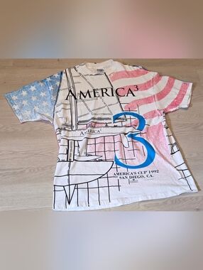 Vintage '91 America³ Single Stitch All Over Print Graphic Short Sleeve Tee